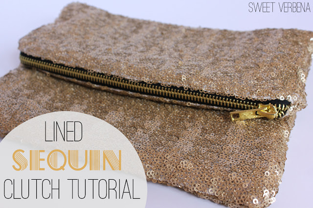 Lined Sequin Clutch With Zipper