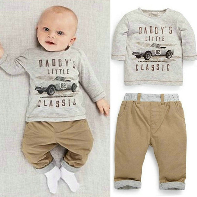 2pcs Kid Children Baby Boy Long Sleeve Top+ Pants Set Outfit Spring
