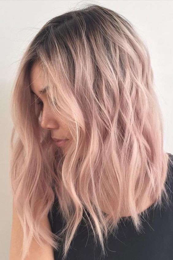 Pink, Ombre Medium Hairstyles - Hair Color Inspiration Designs for