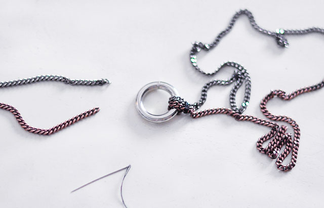 Picture Of diy long o ring double chain necklace 5