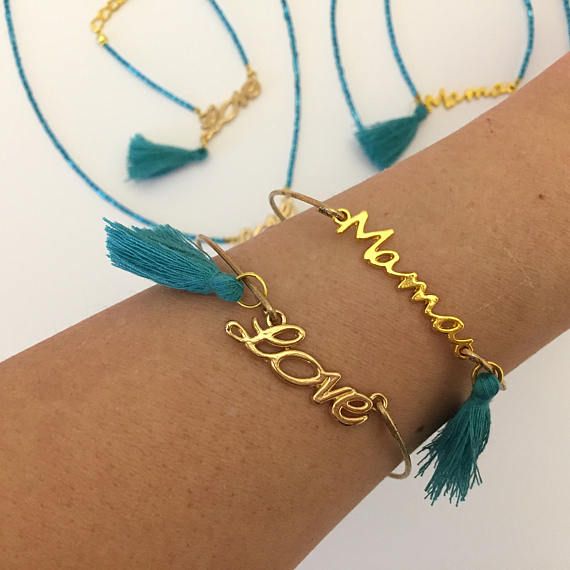 Mother jewelry Love bracelet Mother gift Mommy Bracelet Blue Bangle