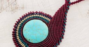 Reconstituted Pendant Necklace with Macrame Cord - Magnificent