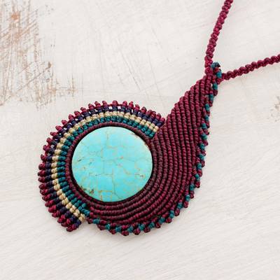Reconstituted Pendant Necklace with Macrame Cord - Magnificent