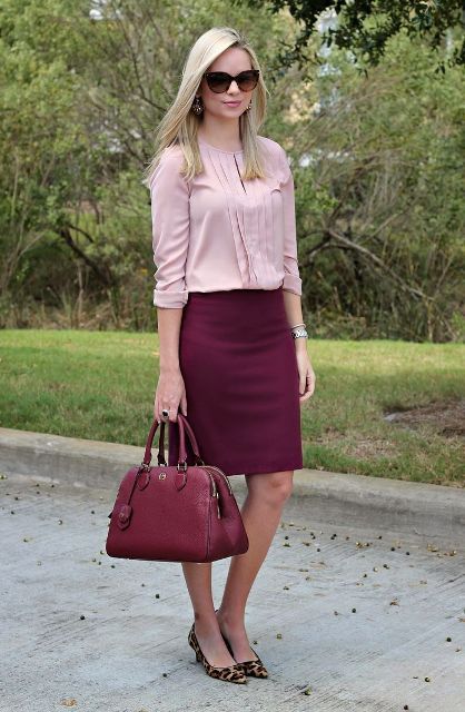 Marsala Skirt Outfits For Ladies