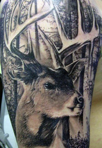 90 Deer Tattoos For Men - Manly Outdoor Designs | Tats | Pinterest