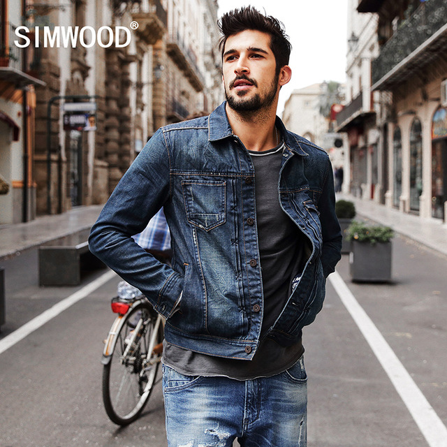 SIMWOOD 2018 New Autumn Winter denim jacket men fashion streetwear