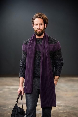 How to Wear a Purple Knit Scarf (2 looks & outfits) | Men's Fashion