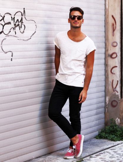 summer . simple is always good. t shirt tee , cuffed black jeans