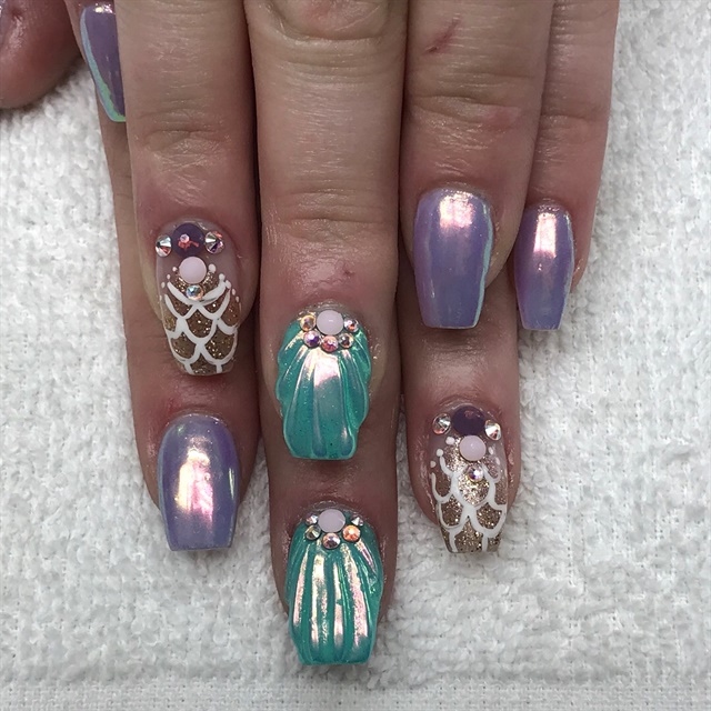 Day 98: Mermaid and Jewels Nail Art - - NAILS Magazine