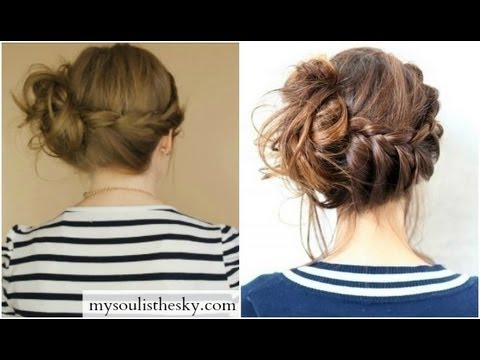 Braid into Messy Bun inspired by Pinterest Pic - YouTube