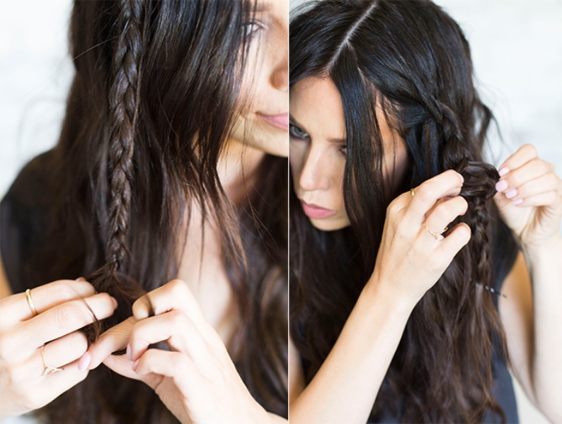 Picture Of messy braided diy festival hair to make 4
