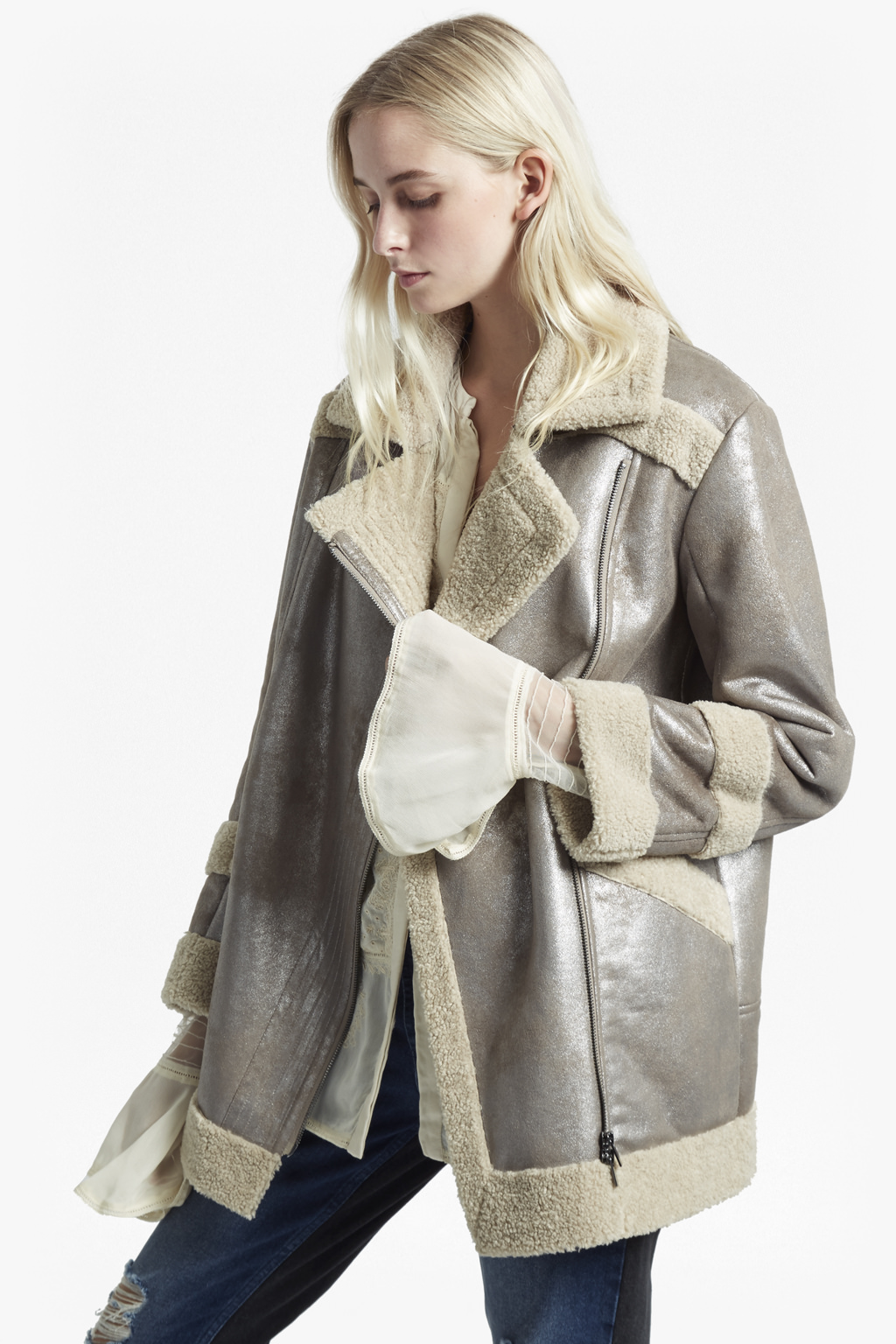 Zelda Shearling Coat | Dresses | French Connection Usa