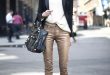Metallic pants u003d chic | Fall & Winter Outfit Ideas | Style, Fashion