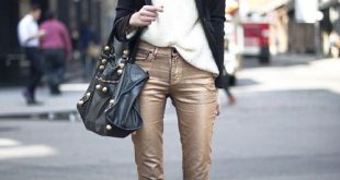 Metallic pants u003d chic | Fall & Winter Outfit Ideas | Style, Fashion