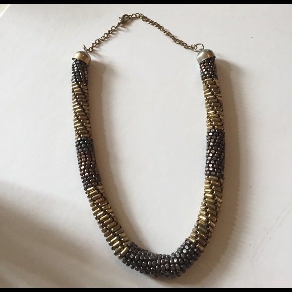 Anthropologie Jewelry | Beaded Metallic Rope Statement Necklace