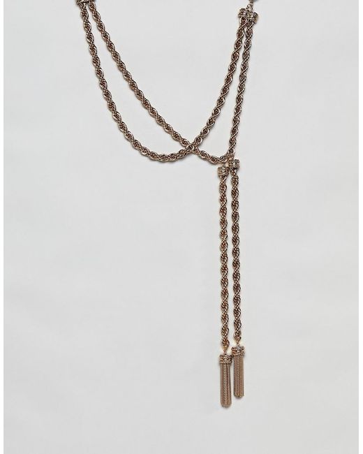 Lyst - Asos Necklace With Rope Chain And Off Centre Toggle Design In