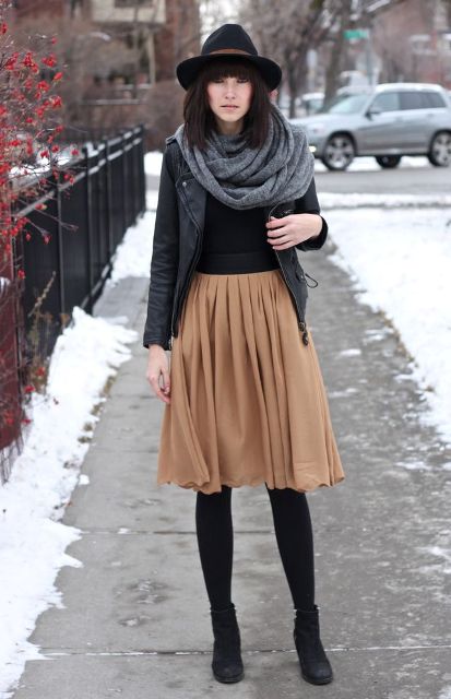 Picture Of Feminine Pleated Midi Skirt Outfits For Fall And Winter