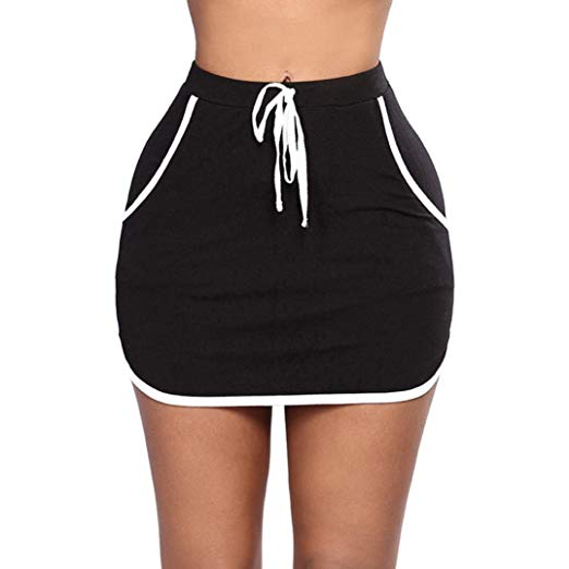 Amazon.com: Clearance! Womens Summer Casual Elastic Waist Mini Skirt