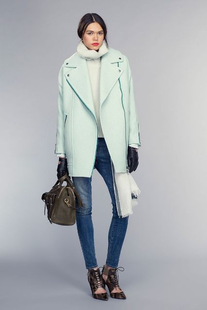Picture Of Charming Mint Coats For This Season