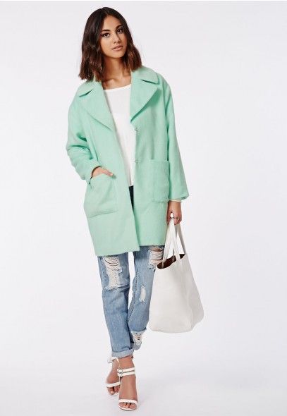 Lena Cocoon Coat Mint - Coats & Jackets - Missguided | STYLE FILES