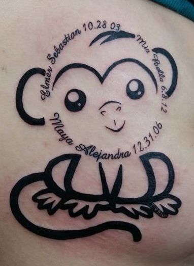 monkey tattoo - SO CUTE WITH KIDS BDAYS - MAYBE IF I EVER HAVE KIDS
