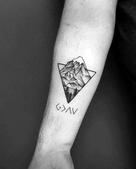 50 Geometric Mountain Tattoo Designs For Men - Geometry Ink Ideas