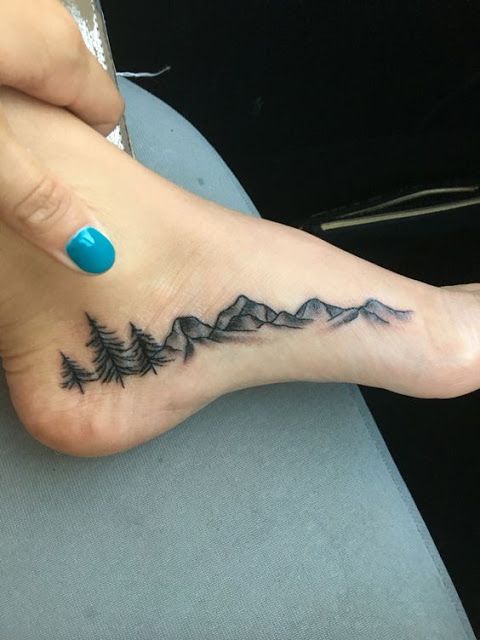 Attractive Tree and Mountain Foot Tattoos For Women | POP TATTOO