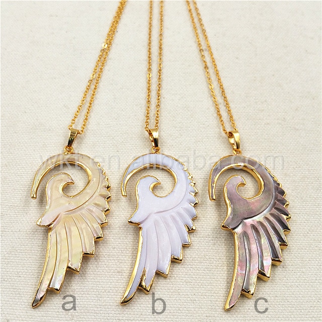 WT N793 All Match Shell Feather Necklace for Women Jewelry Natural