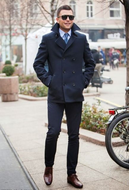 24 Stunning Navy Blue Coat Outfits For Men - Styleoholic