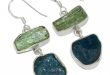 Rough Gemstone !! Handmade Silver Jewelry Prehnite Neon Blue Apatite