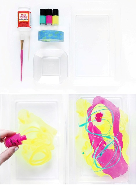 Picture Of Colorful DIY Neon Marbled Jewelry Tray 3