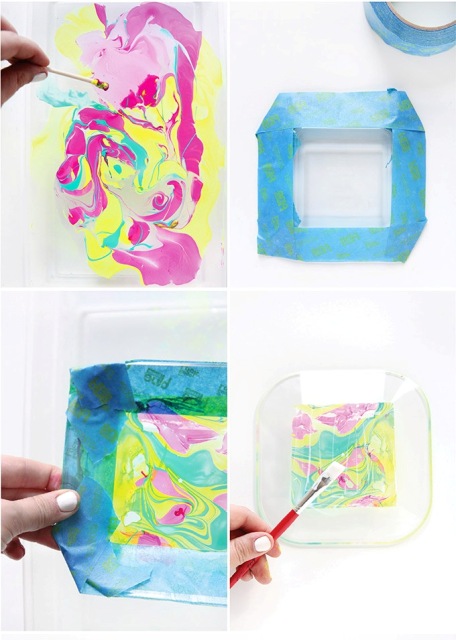 Picture Of Colorful DIY Neon Marbled Jewelry Tray 4