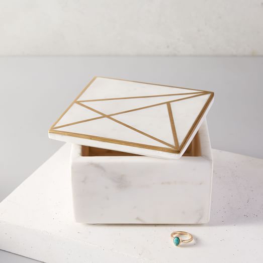 Brass Inlay Marble Box - Square | west elm