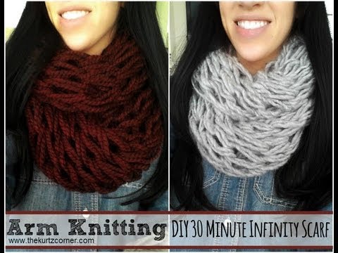 DIY Arm Knitting - 30 Minute Infinity Scarf - YouTube