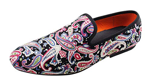 Amazon.com | Santimon Men Loafers Smoking Slipper Embroidery Flower