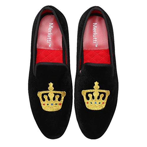 Amazon.com | Merlutti Velvet Loafer Embroidered King's Crown