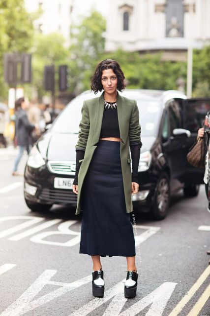 olive coat outfit | outfits | Outfits, Coat, Green coat