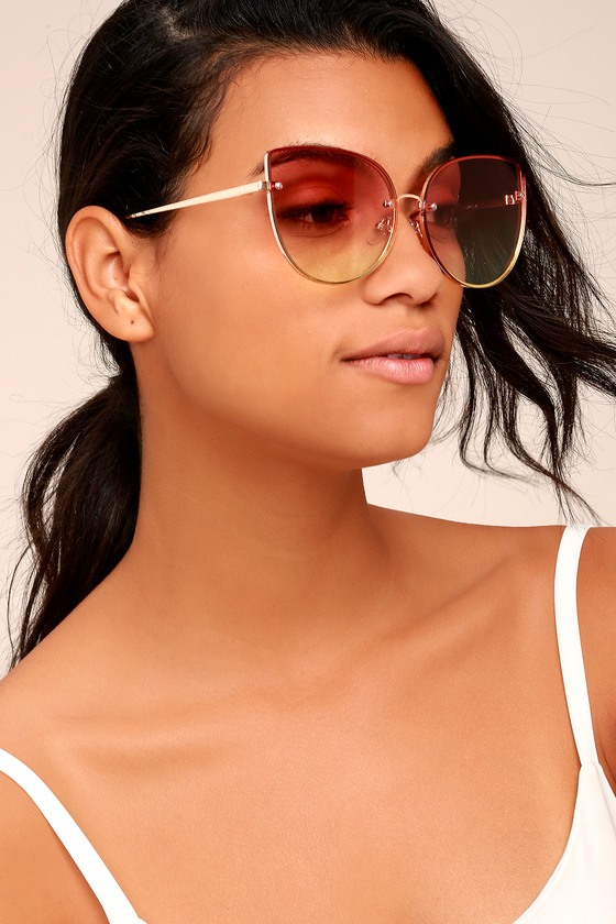 Chic Light Gold and Orange Sunglasses - Ombre Sunglasses