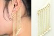 2019 Gold Pearl Tassel Personality One Sided Ear Cuff Hanging