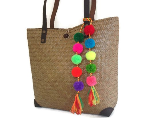 Pom Pom Bag Charm Tassel Bag Charm BOHO Bag Charm Pom Pom | Etsy