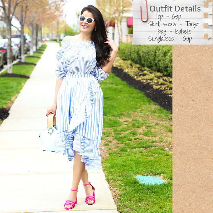 Style-Delights: Lookbook : Striped Ruffle Wrap Midi Skirt