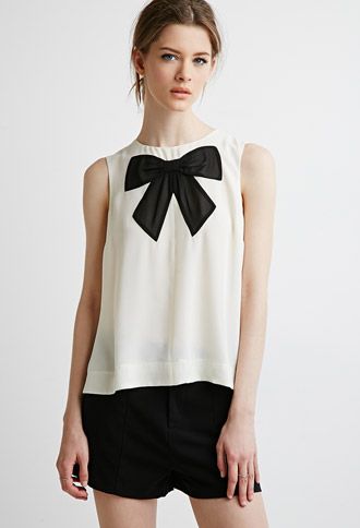 Chiffon Bow Applique Top | LOVE21 - 2000130292 - $17.90 | Forever 21