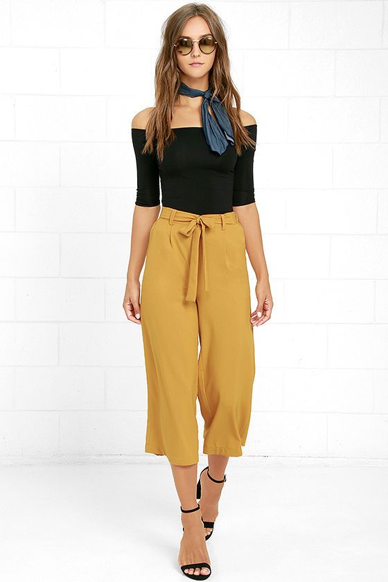 The Sunny Stroll Mustard Yellow Culottes are sure to brighten up