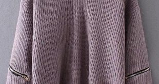 Dusty Mauve Zipped Sleeve Chunky Choker Sweater | lè wardrobe siorée