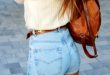 shorts, clothes, clothes, girly, summer outfits, bag, belt, sweater