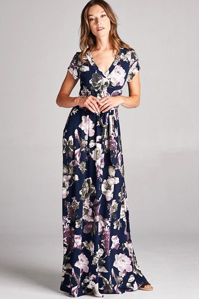 Fields of Lavender Floral Wrap Maxi Dress - ShopLuckyDuck | Dresses