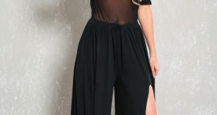 Sexy Black Front Slit Pant Two Piece Outfit