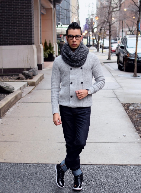 23 Men Outfits With Knitted Scarves For This Season u2013 OBSiGeN