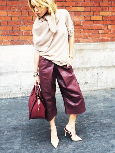 20 Incredible Outfits With Leather Culottes - Styleoholic