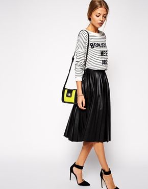 Leather Pleated Midi Skirt (ASOS) | Fashion Plate | Pinterest